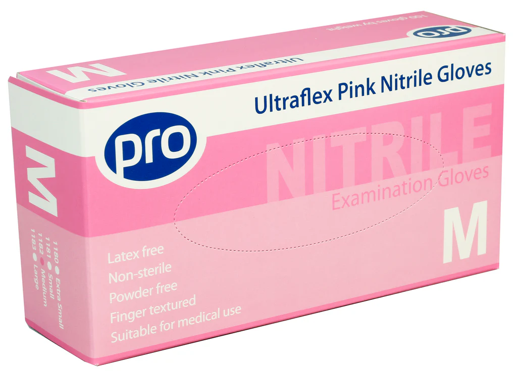 Nitrile Gloves - UltraFlex Pink - Box 100 (50 Pairs)