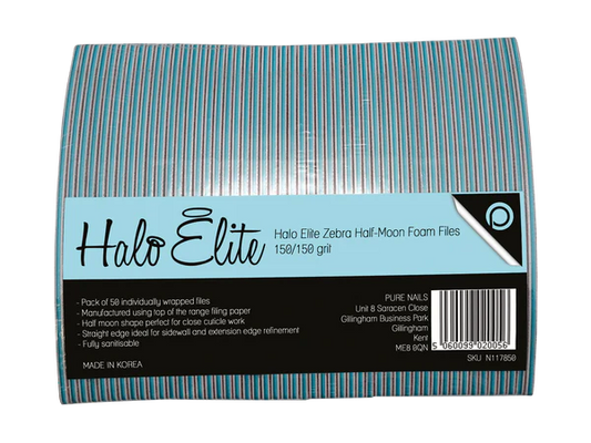 Halo Elite Half-Moon Zebra File 150/150 grit - individually wrapped - 50 pack