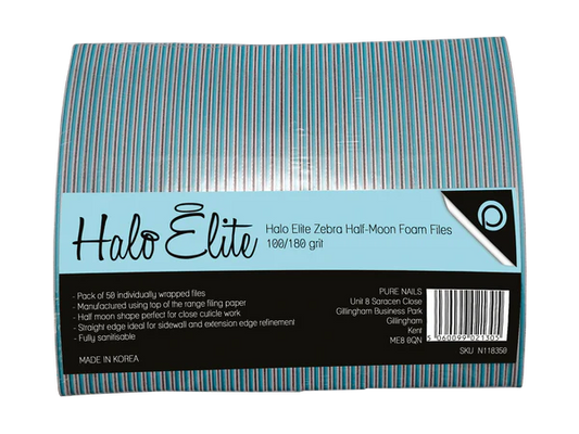 Halo Elite File Half Moon Zebra File 100/180 grit - individually wrapped pack 50